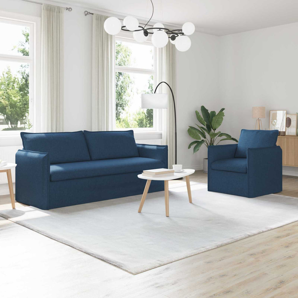 Blaues 2-teiliges Sofa-Set