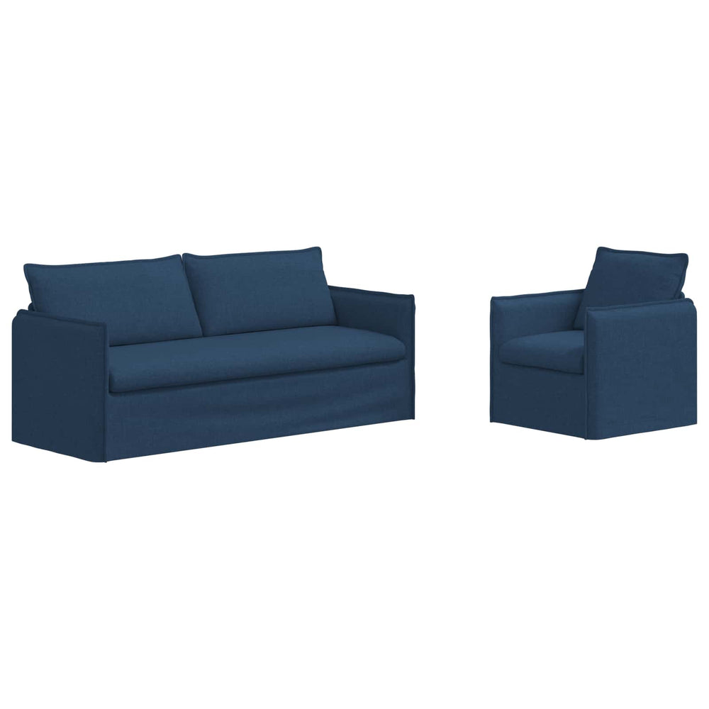 Blaues 2-teiliges Sofa-Set