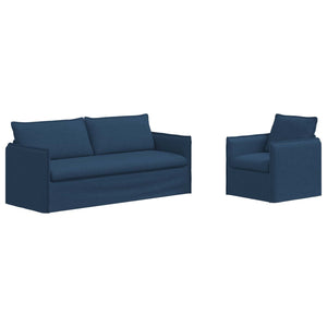 Blaues 2-teiliges Sofa-Set