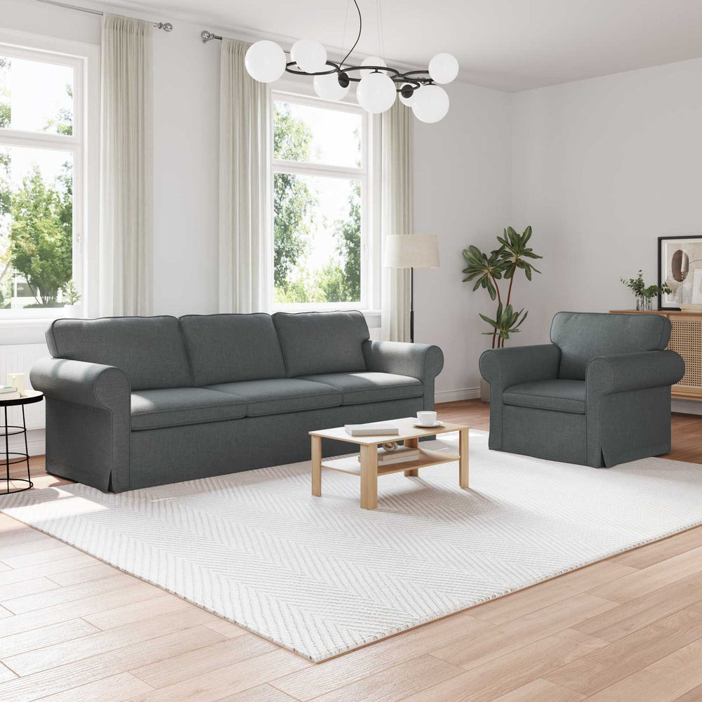 Dunkelgraues 2-teiliges Stoffsofa-Set