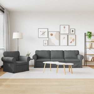 Dunkelgraues 2-teiliges Stoffsofa-Set