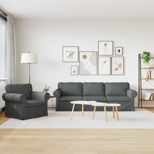 Dunkelgraues 2-teiliges Stoffsofa-Set