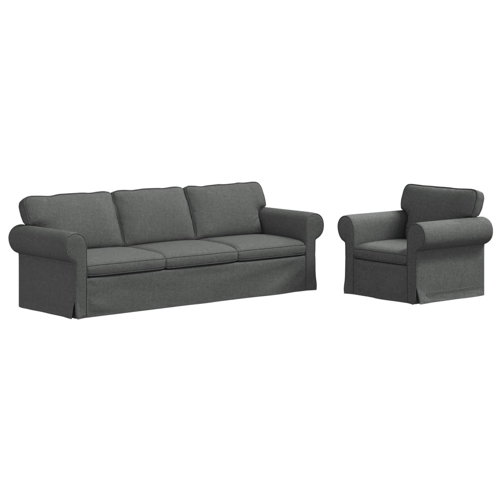 Dunkelgraues 2-teiliges Stoffsofa-Set