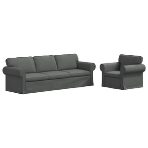 Dunkelgraues 2-teiliges Stoffsofa-Set
