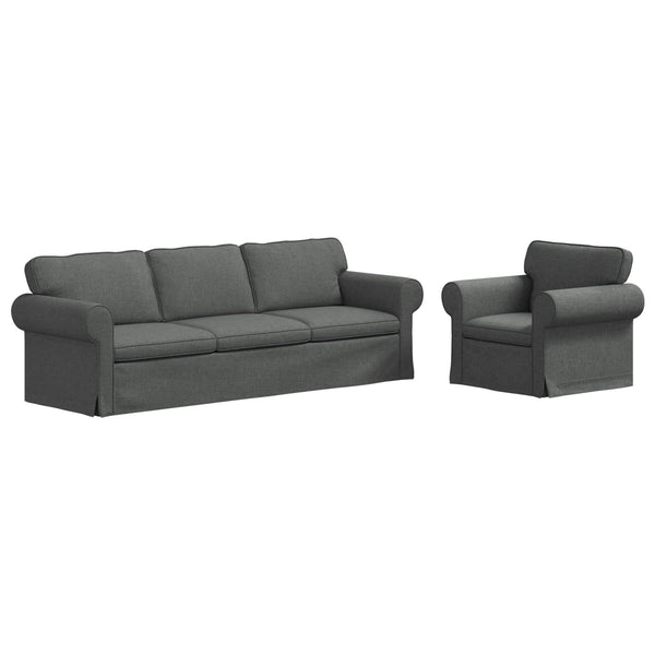 Dunkelgraues 2-teiliges Stoffsofa-Set
