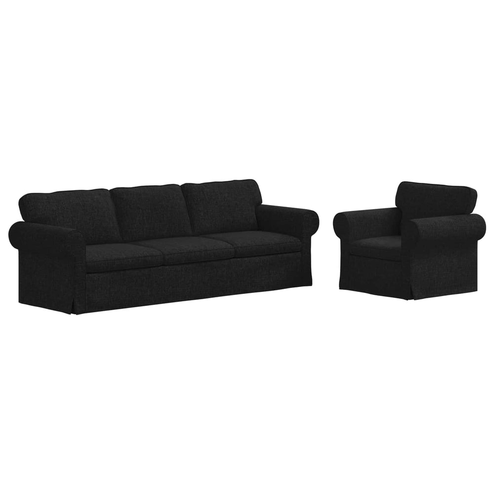 Schwarzes 2-teiliges Sofa-Set