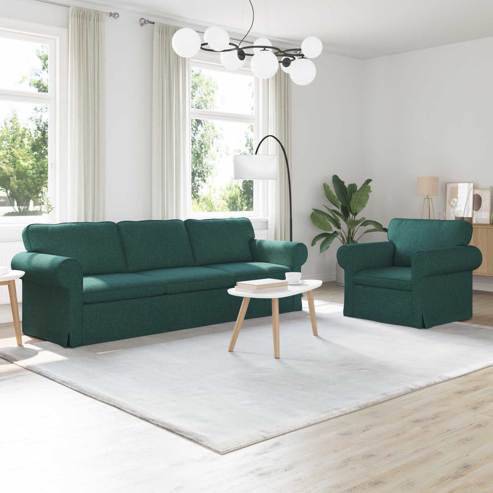 Dunkelgrünes 2-teiliges Stoffsofa-Set