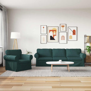 Dunkelgrünes 2-teiliges Stoffsofa-Set