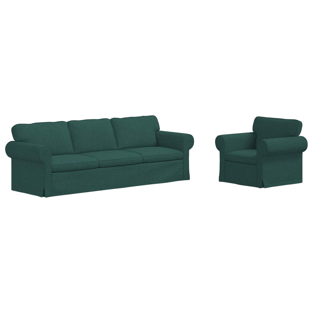 Dunkelgrünes 2-teiliges Stoffsofa-Set