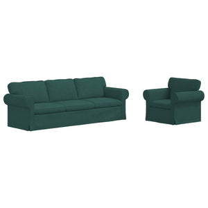 Dunkelgrünes 2-teiliges Stoffsofa-Set