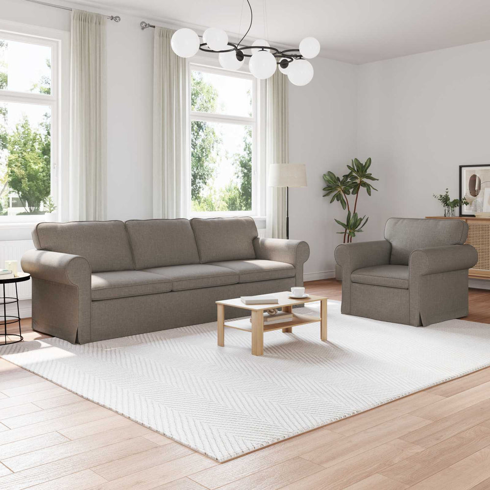2-teiliges Sofa-Set Taupe Stoff