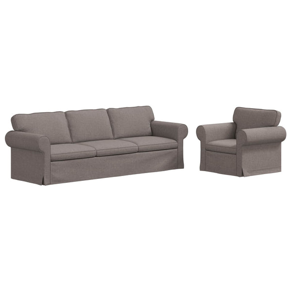 2-teiliges Sofa-Set Taupe Stoff