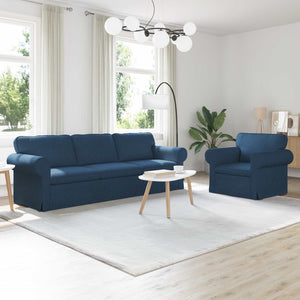 Blaues 2-teiliges Stoffsofa-Set