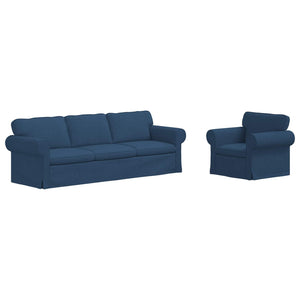 Blaues 2-teiliges Stoffsofa-Set