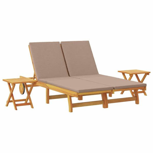 Sonnenliege Akazie mit Kissen Taupe