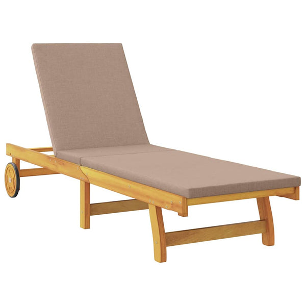 Sonnenliege Akazie mit Kissen Taupe
