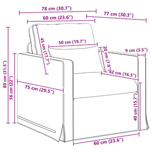 Schwarzes Stoffsofa 78x78x80cm