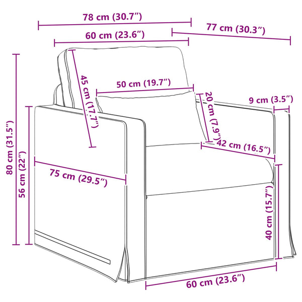 Schwarzes Stoffsofa 78x78x80cm
