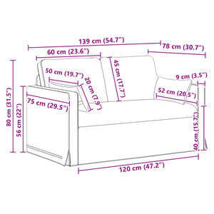 Schwarzes Stoffsofa 139 cm