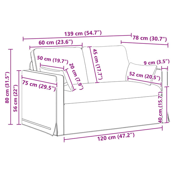 Taupe Stoff Sofa 139 cm