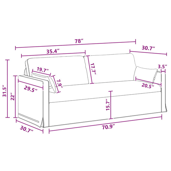 Dunkelgraues Stoffsofa 198 cm