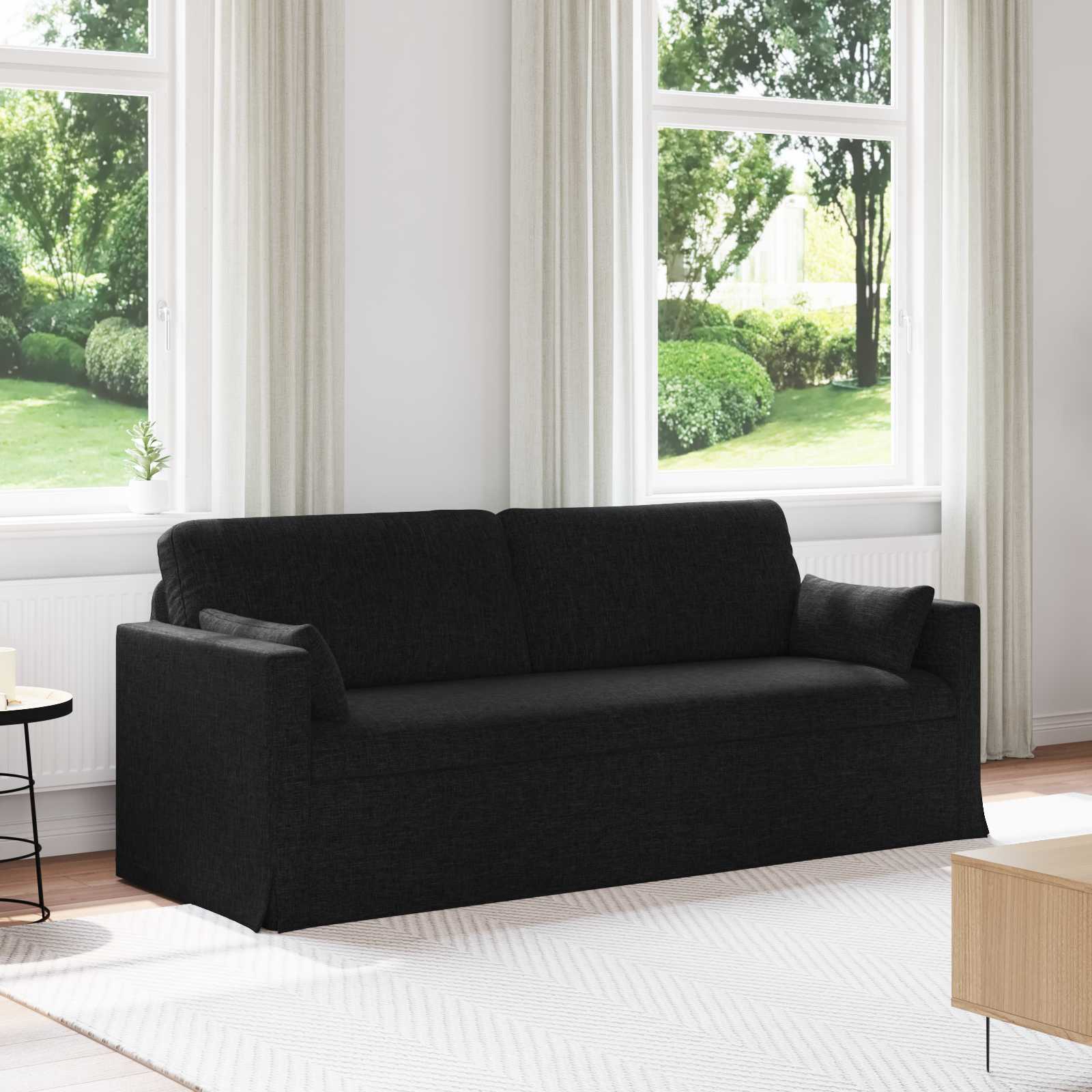 Schwarzes Stoffsofa 198 cm