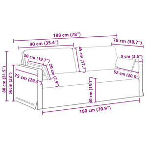 Schwarzes Stoffsofa 198 cm