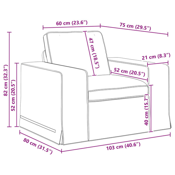 Blaues Stoffsofa 103 cm