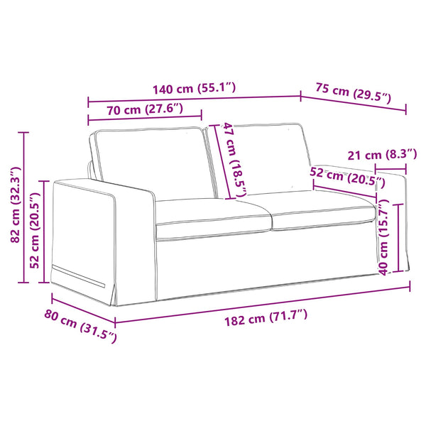 Creme Sofa Stoff 182 cm