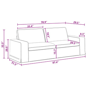 Dunkelgraues Stoffsofa 222 cm