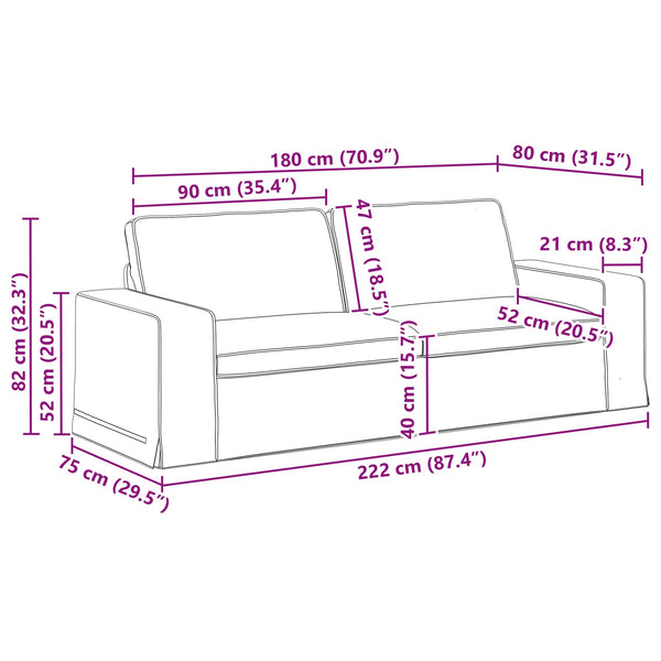 vidaXL Canapé vert foncé 222 x 80 x 82 cm Tissu