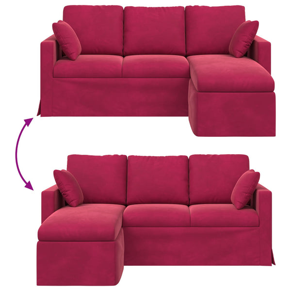 Weinrotes Samt Sofa 178 cm
