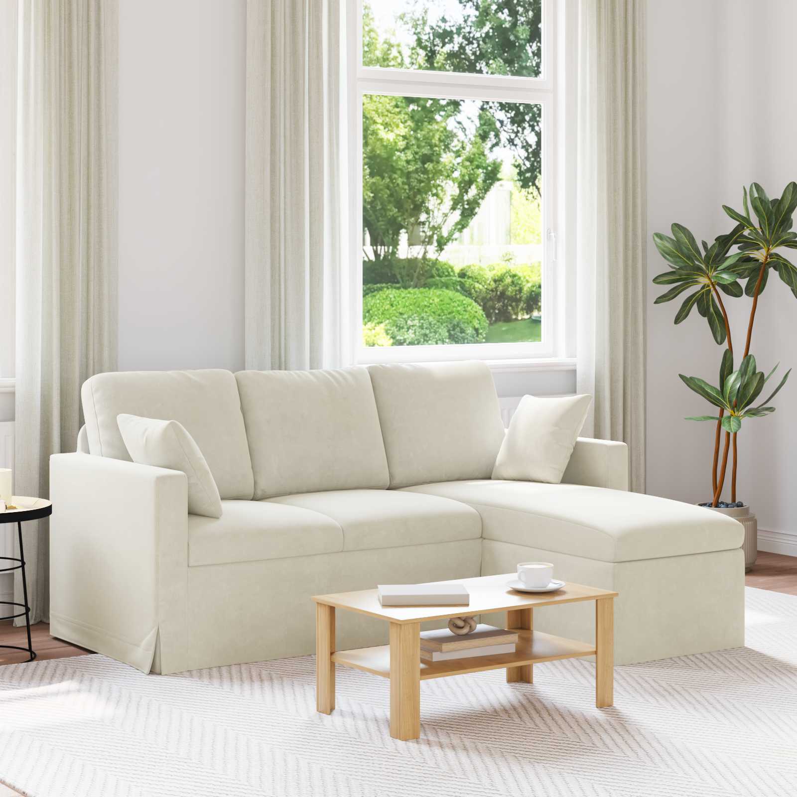 Creme Samt Sofa 178 cm