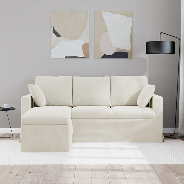 Creme Samt Sofa 178 cm