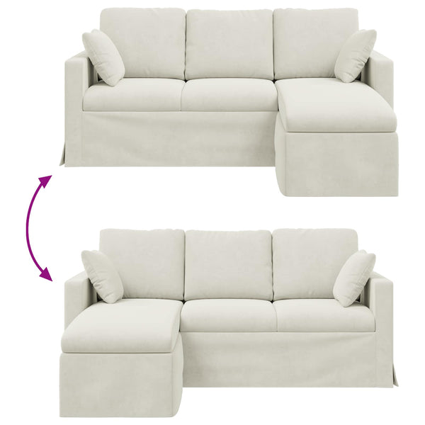 Creme Samt Sofa 178 cm