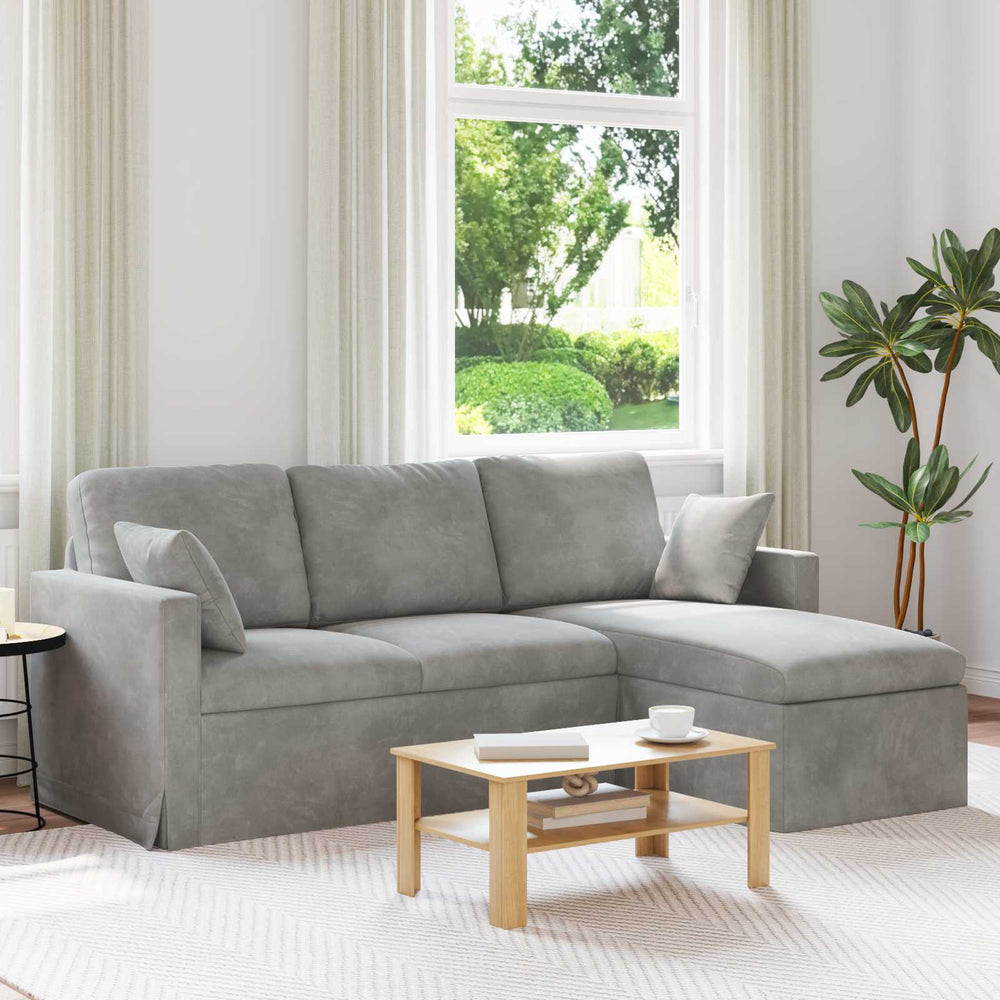 Canapé vidaXL Gris clair 198 x 134 x 80 cm Velours