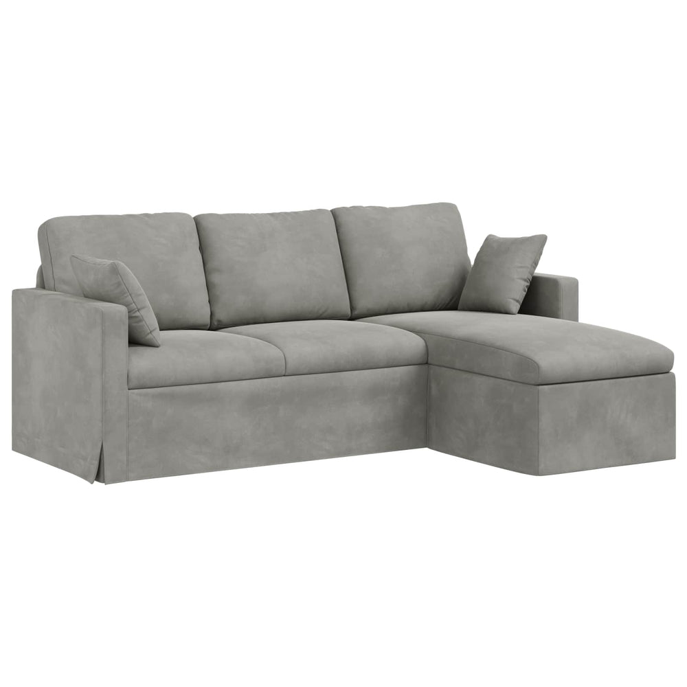 Canapé vidaXL Gris clair 198 x 134 x 80 cm Velours