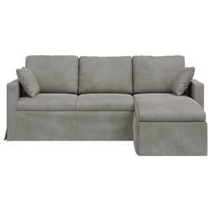 Hellgraues Samt Sofa 198 cm