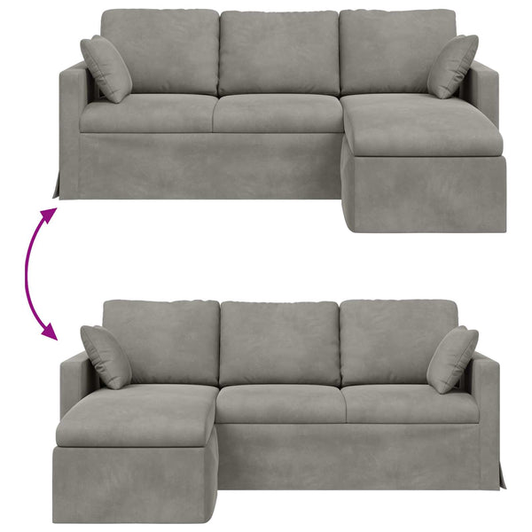 Hellgraues Samt Sofa 198 cm