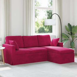 Weinrotes Samt Sofa 198 cm