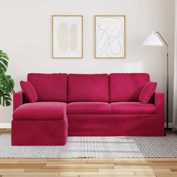 Weinrotes Samt Sofa 198 cm