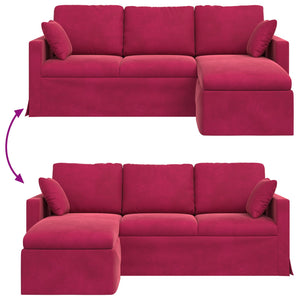 Weinrotes Samt Sofa 198 cm