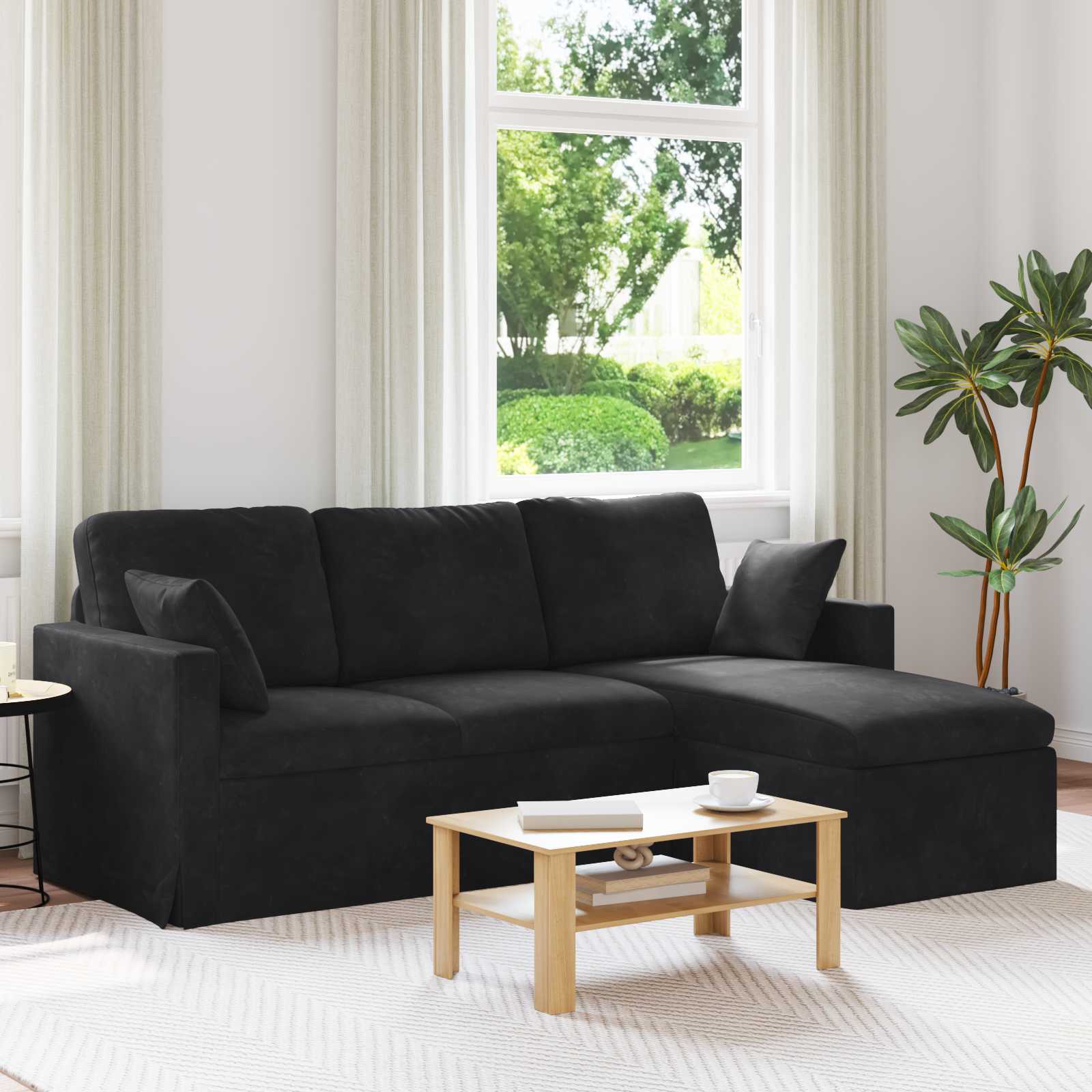 vidaXL Canapé Noir 198 x 134 x 80 cm Velours