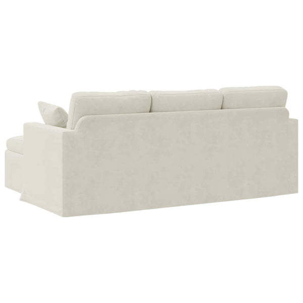Creme Samt Sofa 198 cm