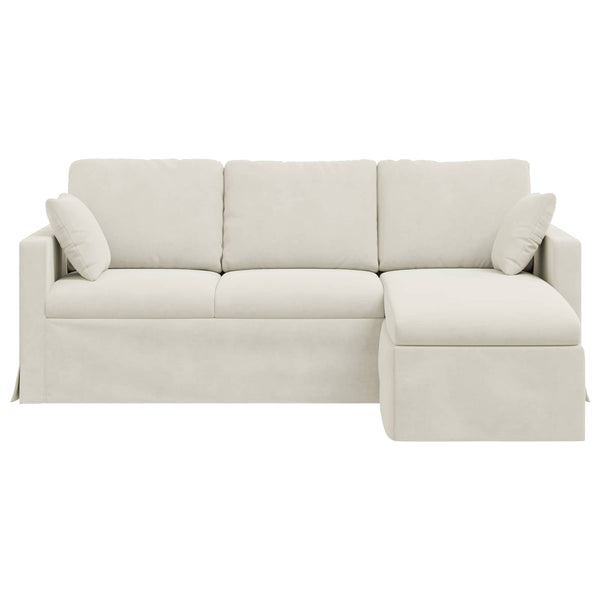 Creme Samt Sofa 198 cm