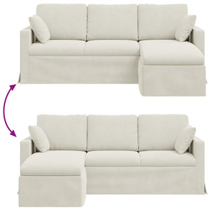 Creme Samt Sofa 198 cm