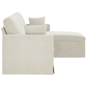 Creme Samt Sofa 198 cm