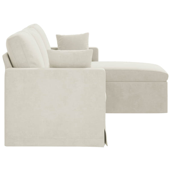 Creme Samt Sofa 198 cm