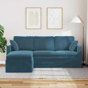 Blaues Samt Sofa, 198 cm