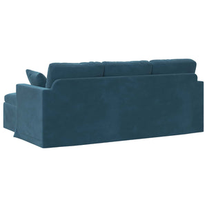 Blaues Samt Sofa, 198 cm